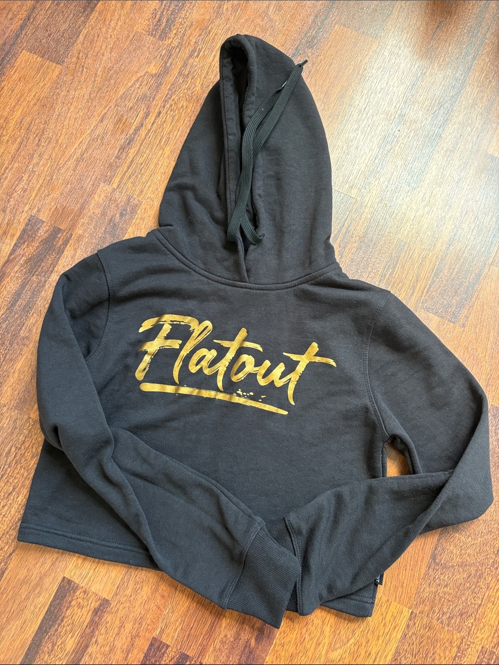 FA Black Hoodie with Gold "Flatout" Script